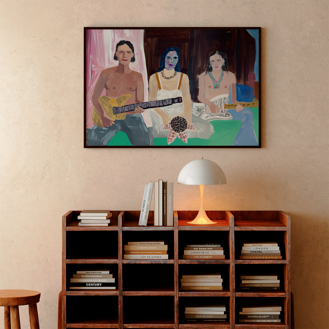bedroom blues, oil and acrylic hand painted artwork on canvas by house lamont, affordable artwork, free worldwide shipping