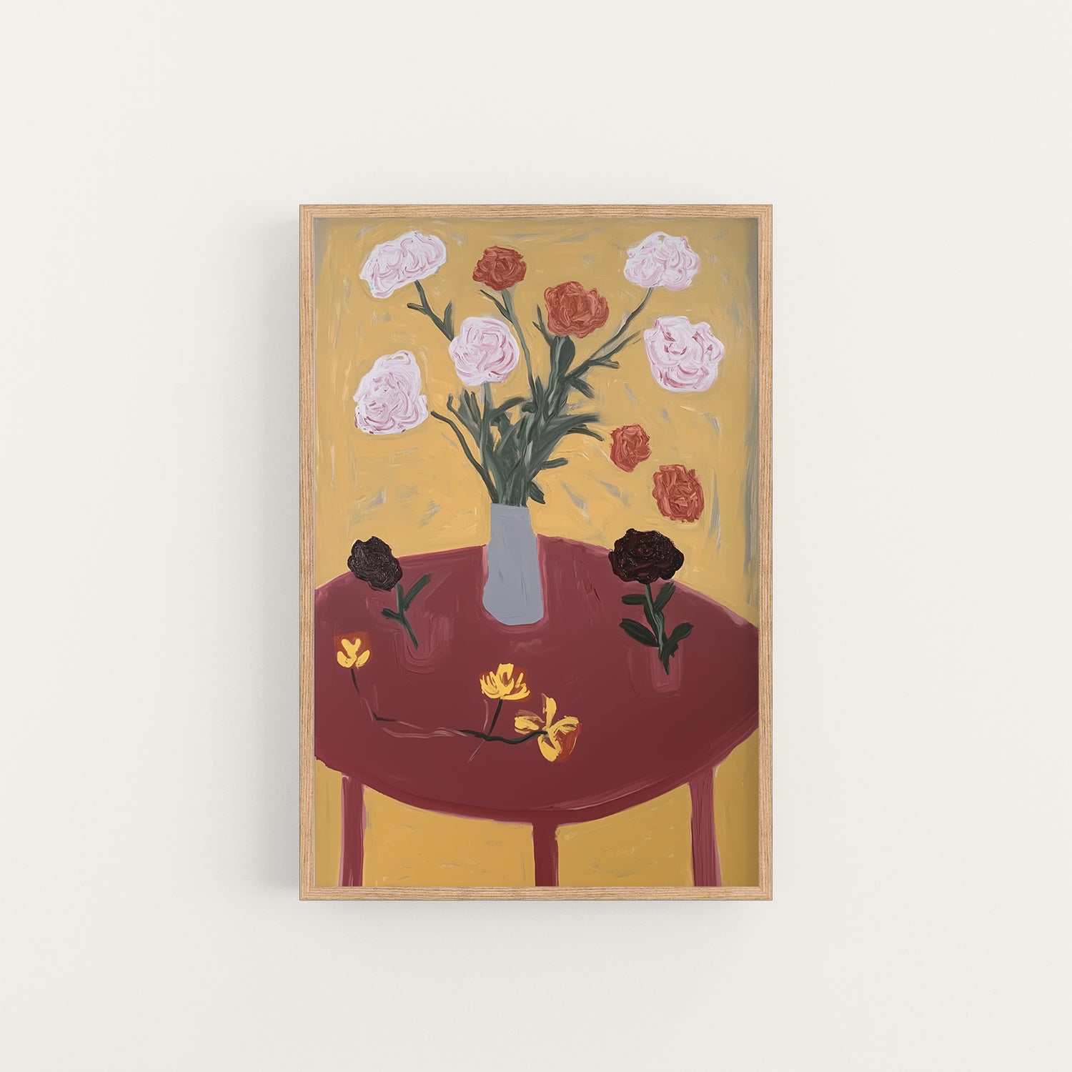 flower table , artwork for sale, oil and acrylic hand painted artwork on canvas by house lamont, affordable artwork, free worldwide shipping