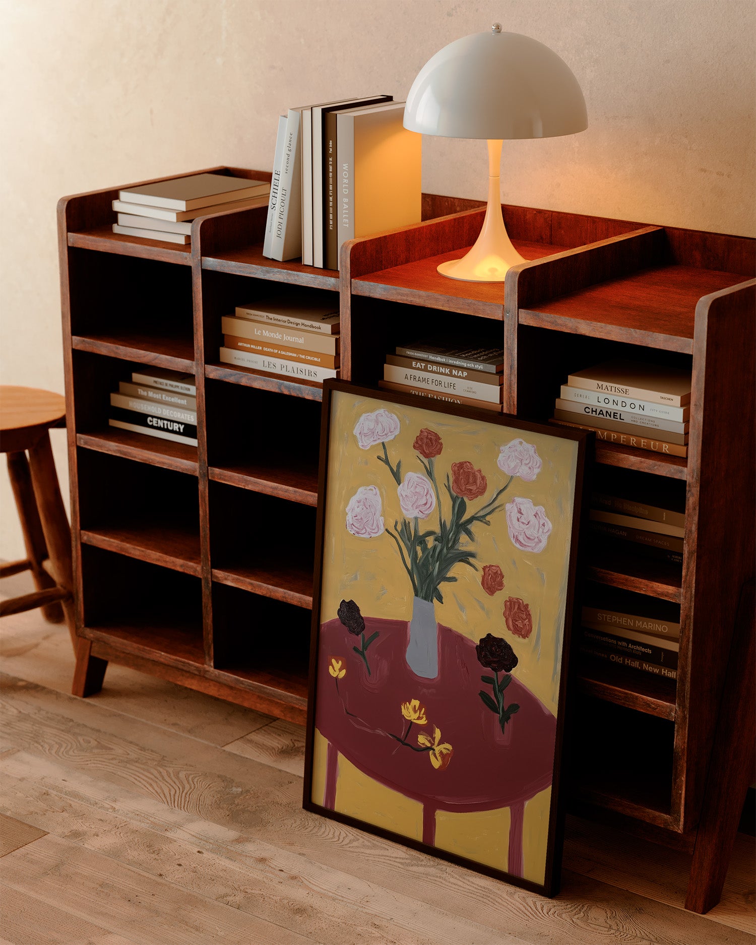 flower table , artwork for sale, oil and acrylic hand painted artwork on canvas by house lamont, affordable artwork, free worldwide shipping
