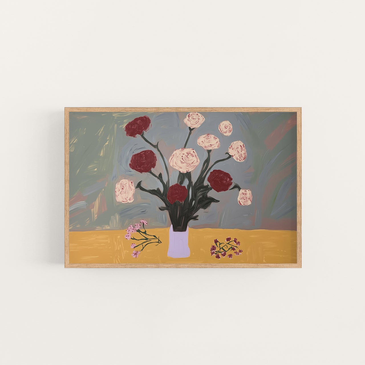 flowers for rosie, oil and acrylic hand painted artwork on canvas by house lamont, affordable artwork, free worldwide shipping
