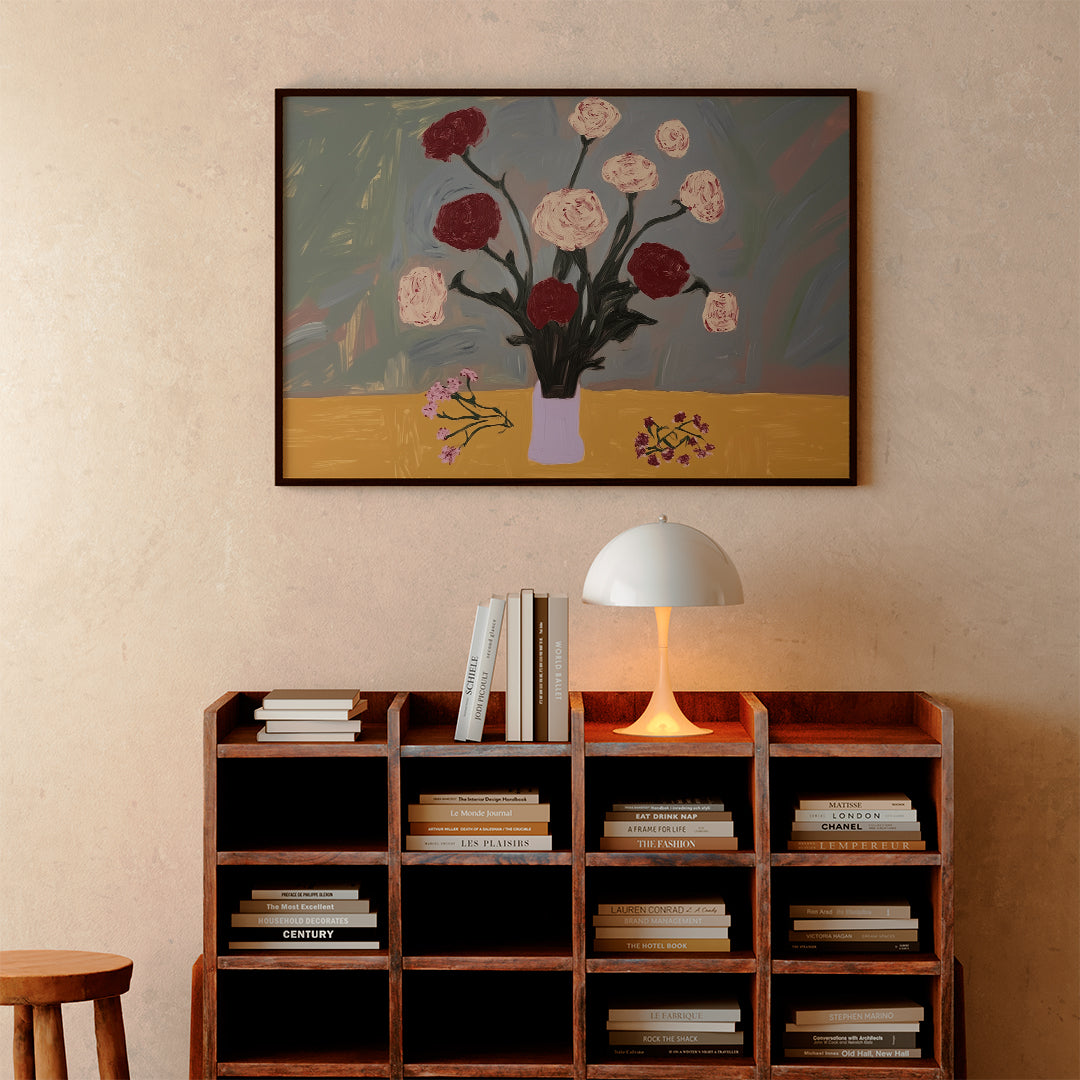 flowers for rosie, oil and acrylic hand painted artwork on canvas by house lamont, affordable artwork, free worldwide shipping