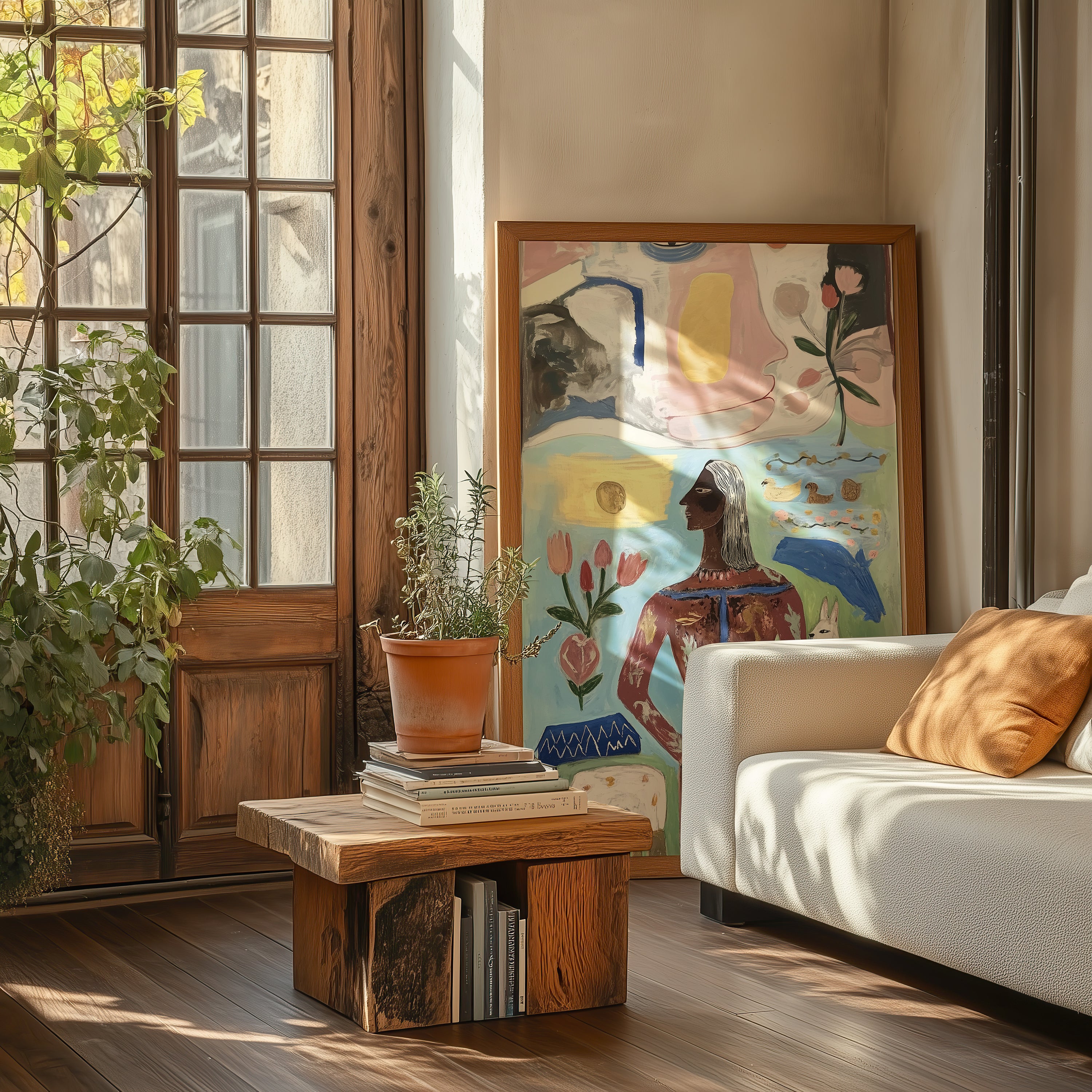 folk dream, artwork for sale, oil and acrylic hand painted artwork on canvas by house lamont, affordable artwork, free worldwide shipping