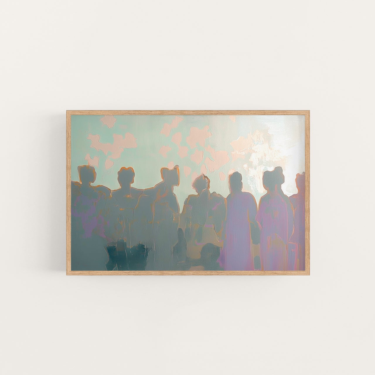gathering in light, oil and acrylic hand painted artwork on canvas by house lamont, affordable artwork, free worldwide shipping