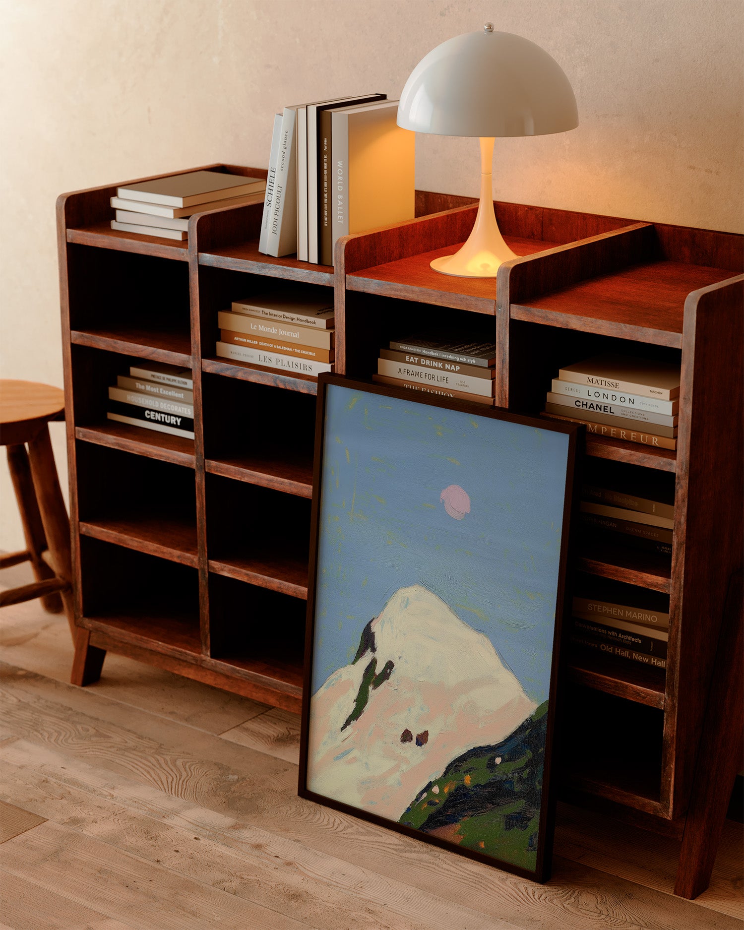 pink moon, artwork for sale, oil and acrylic hand painted artwork on canvas by house lamont, affordable artwork, free worldwide shipping