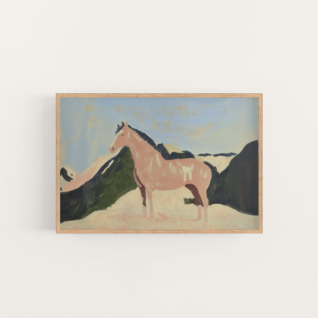 pink horse 3, artwork for sale, oil and acrylic hand painted artwork on canvas by house lamont, affordable artwork, free worldwide shipping
