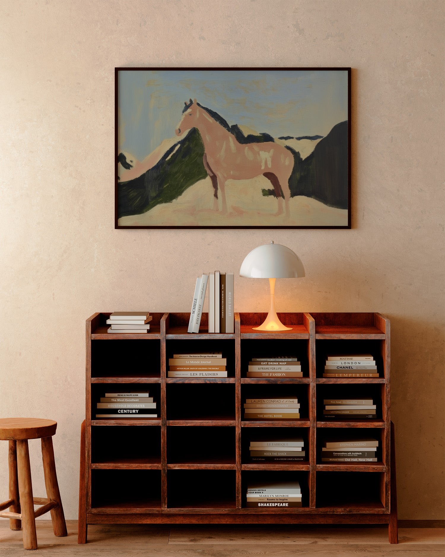 pink horse 3, artwork for sale, oil and acrylic hand painted artwork on canvas by house lamont, affordable artwork, free worldwide shipping